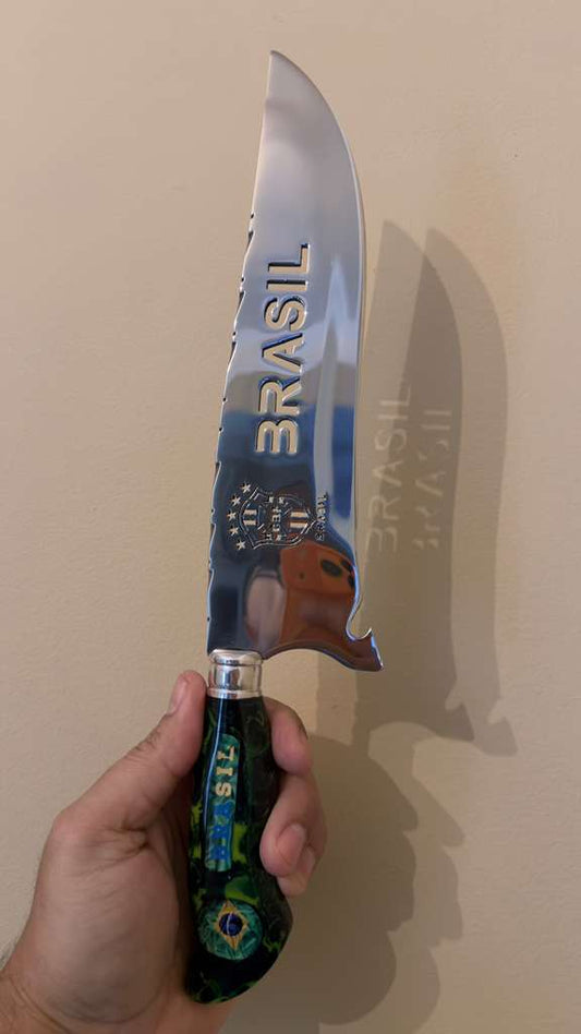 Handmade 10” Knife – Brazil Football Edition