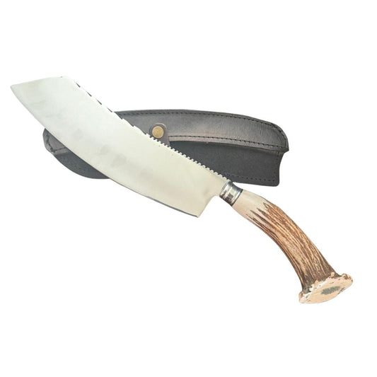 Hand-Forged Carbon Steel Serrated Top Blade– Kebony Handle